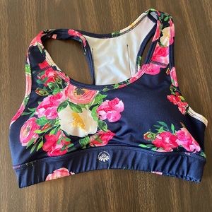 Senita Athletics Sarah Sports Bra - Navy Floral size small